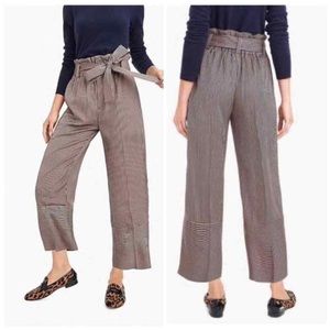 J. Crew Brown Pinstripe Wide-Leg Paperbag Waist Pants